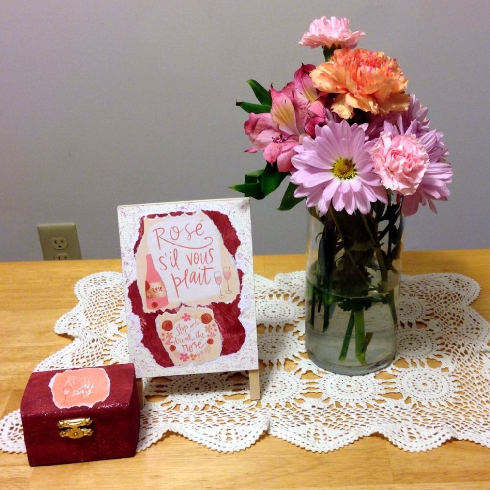 Handpainted barn red Wine themed home mini decor bundle